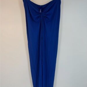 SKIMS Chest Scrunch Strapless Blue Ribbed Maxi Dress